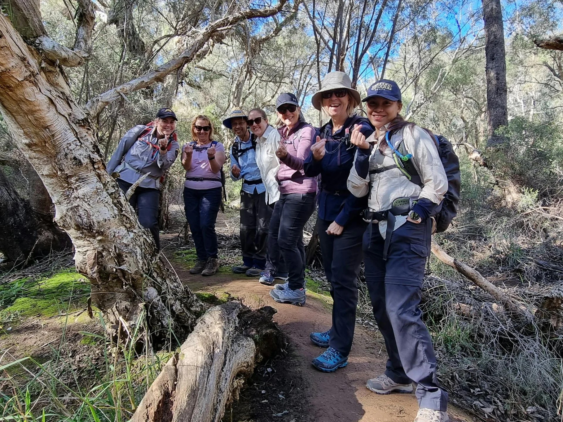 Happy hikers on boardwalk on Hidden gems Of Perth Tour