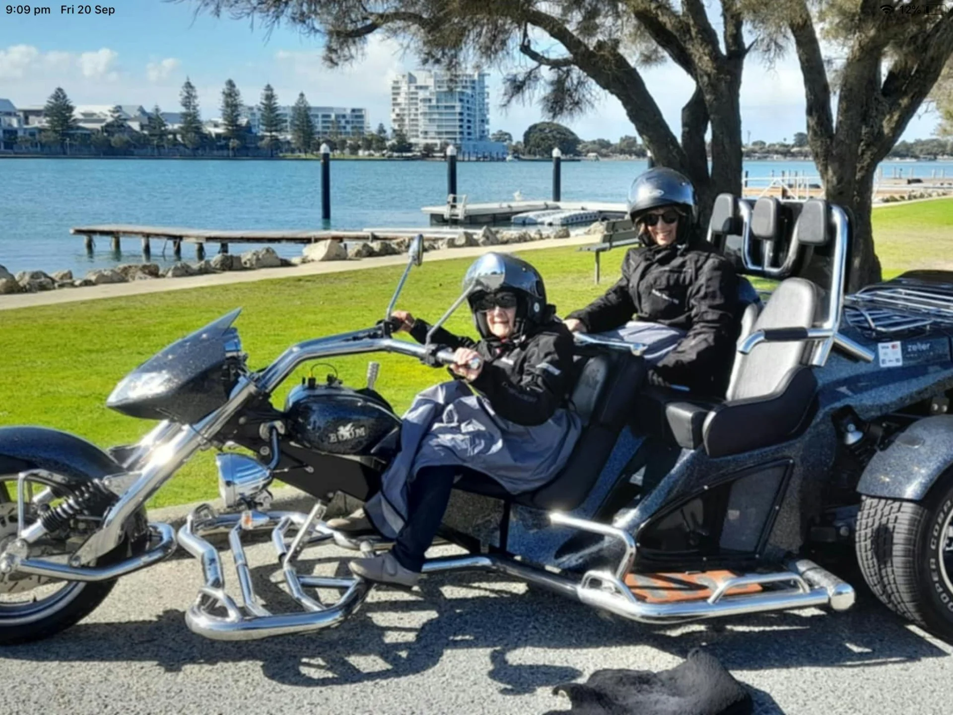 Lovely couple enjoying a cruise around Mandurah, age range for touring....8 to 108 years