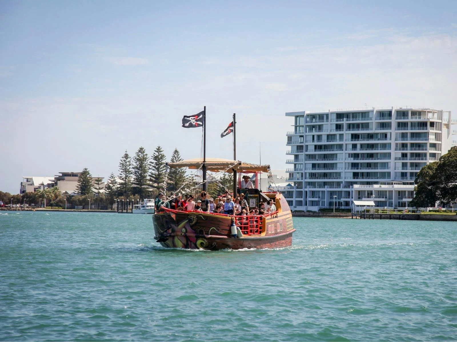 Mandurah Pirate ship cruising in the estuary