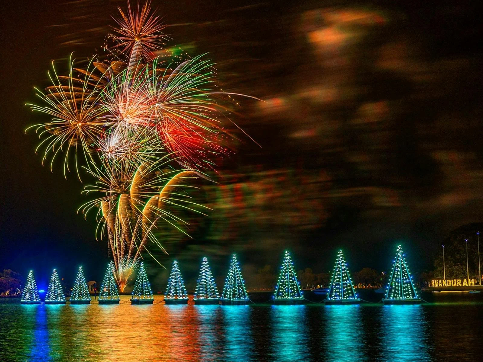New Years Eve fireworks over Mandjar Bay