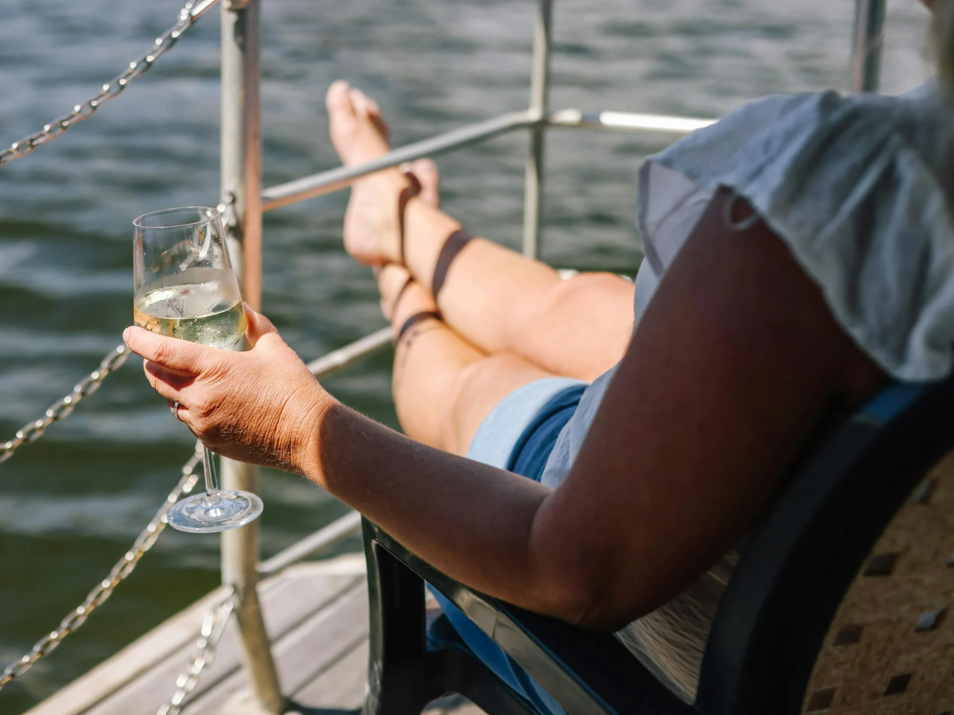 Relaxing on the foredeck