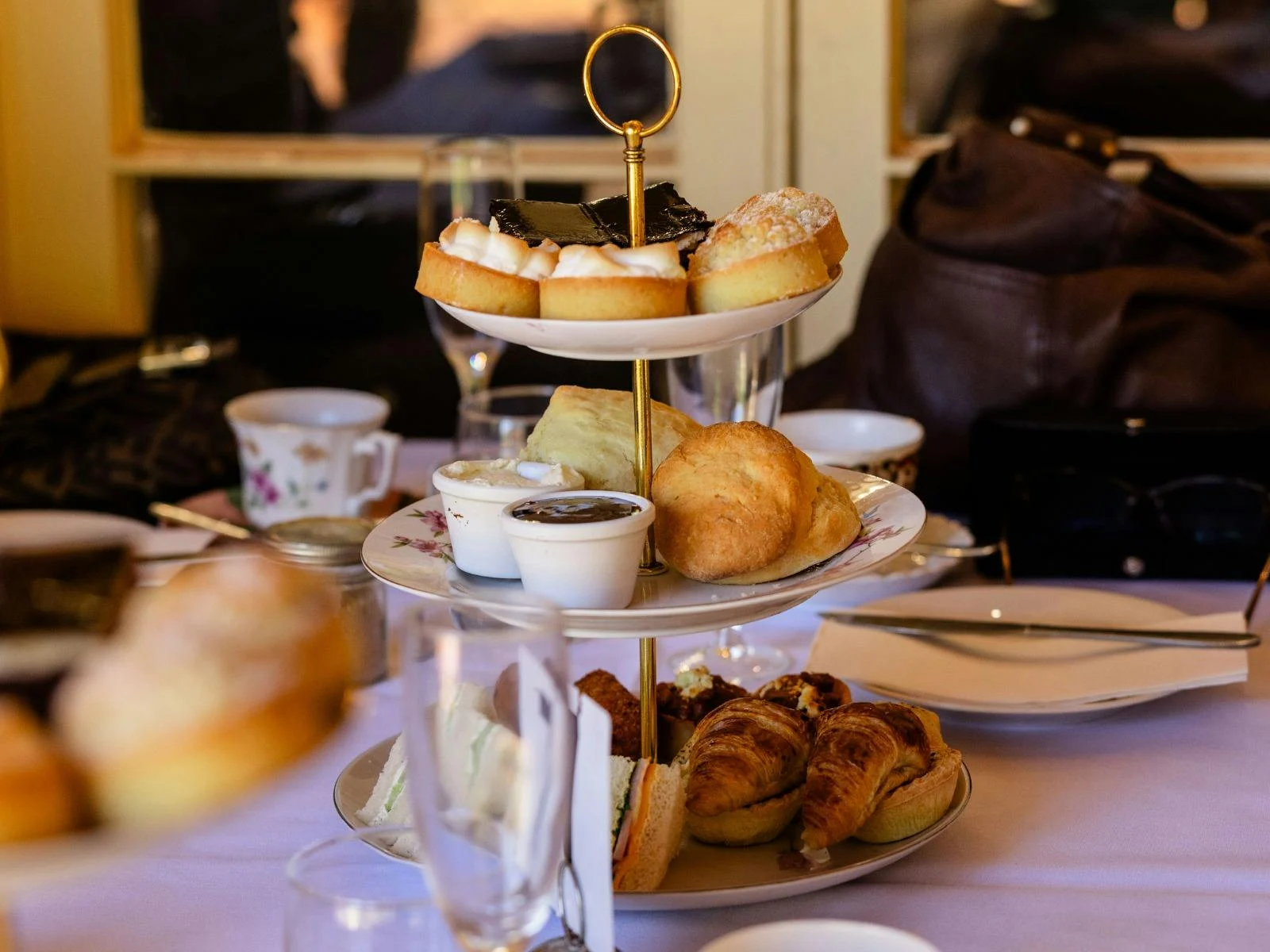 Close up image of a high tea spread at the Edenvale Heritage Tea Rooms