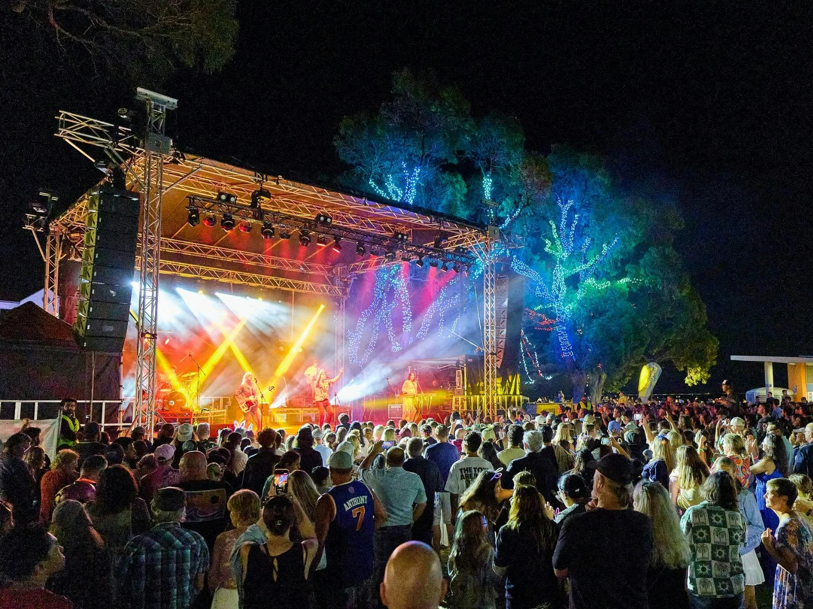 Stage featuring live music and colourful lights
