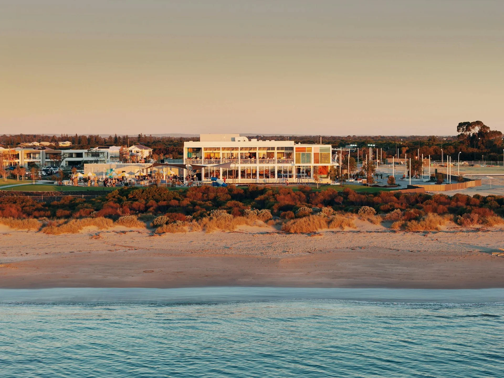 An image showing Long Point Brewing Co from the ocean